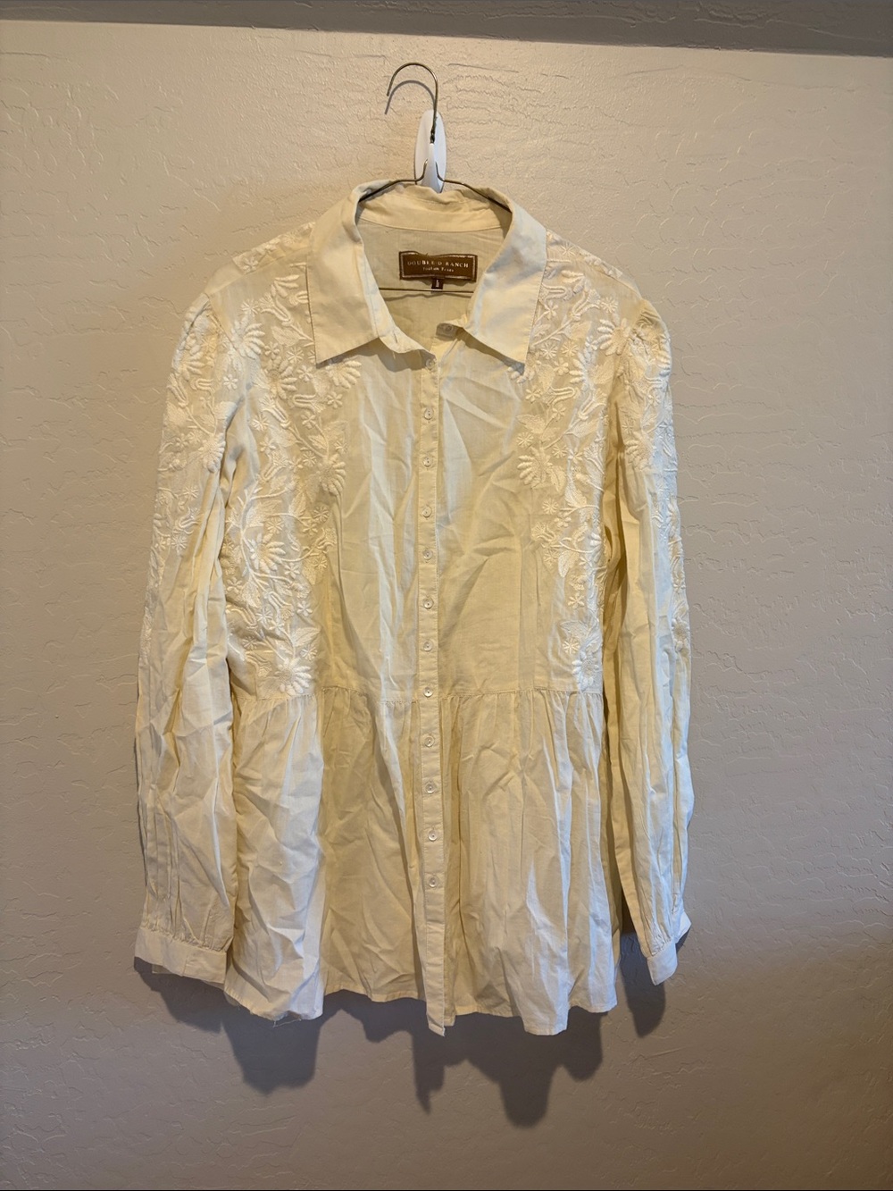 Double D Ranch Cream Embroidered Button-Down Shirt